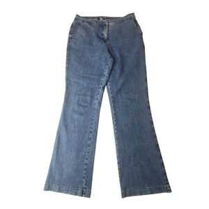 DKNY Wide Leg Jeans Size 14 Blue Denim Y2K Retro Boho Flare Pants